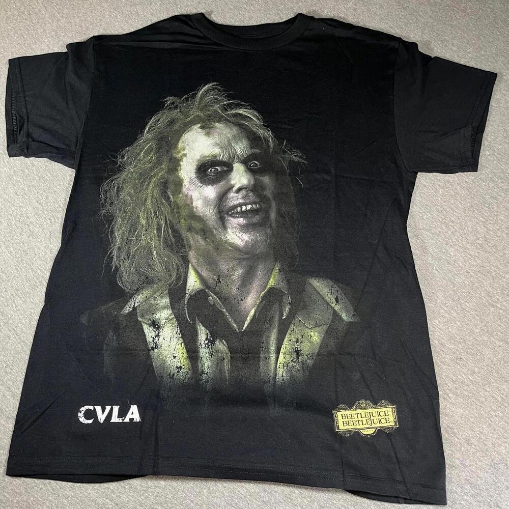 Warner Bros Beetle Juice Men’s Medium  Black Graphic T-Shirt Joker Brand New